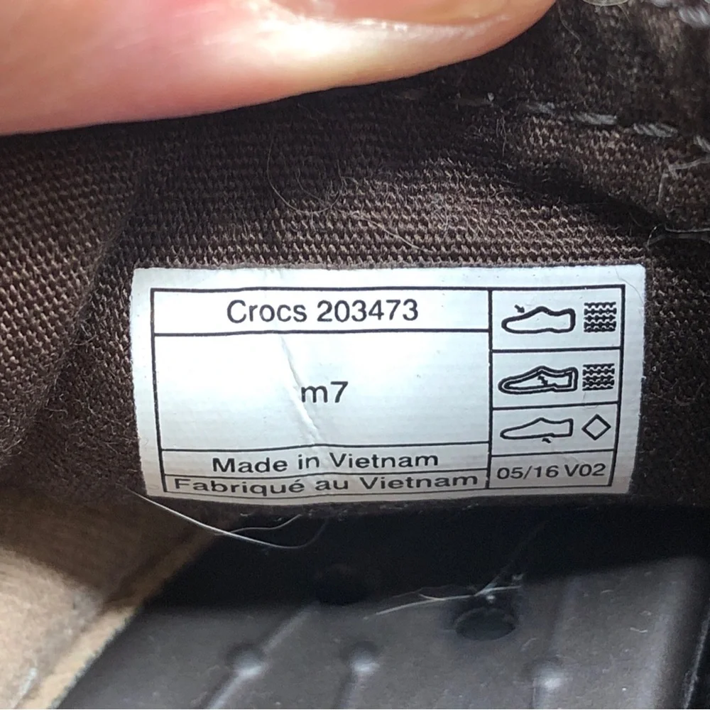 Crocs Walu Luxe Canvas Loafers Slip-On Casual Brown Shoes‎ 203473 Men's Size 7